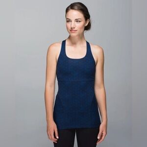 LULULEMON Power Up Tank II Sashico Star Inkwell Rugged Blue Sz 4 b14